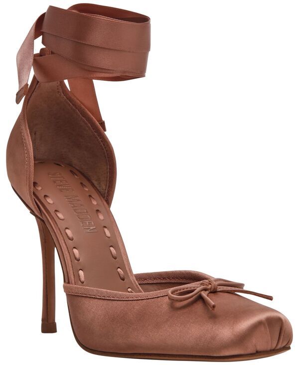 【送料無料】 スティーブ マデン レディース パンプス シューズ Womens Larina LaceUp HighHeel Ballet Pumps Tan Satin