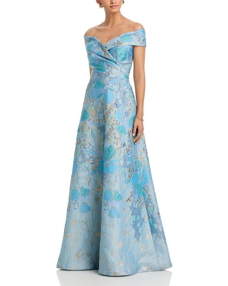 テリジョンバイリッキーフリーマン レディース トップス ワンピース A ライン ドレープ スカート Teri Jon by Rickie Freeman OfftheShoulder Portrait
