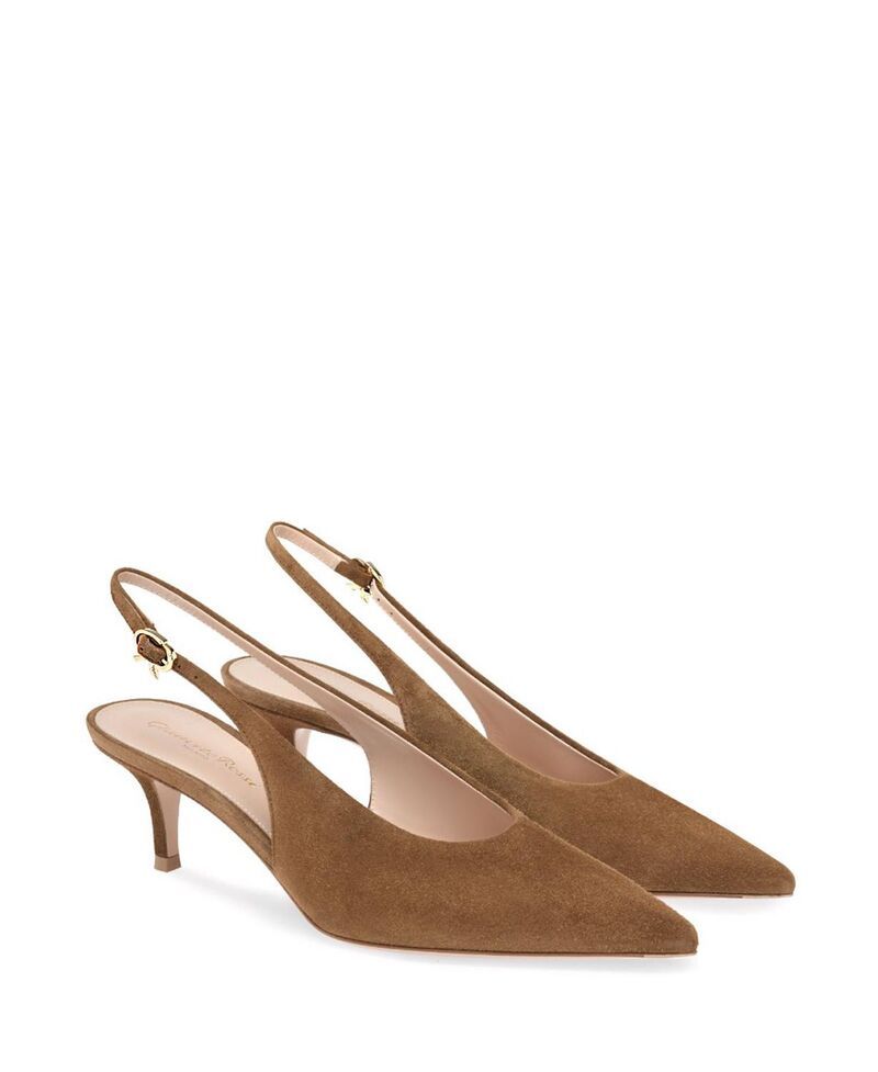 ジャンヴィト ロッシ レディース シューズ パンプス Gianvito Rossi Womens Robbie Sling 55 Pumps Brown Suede Leather ブラウン