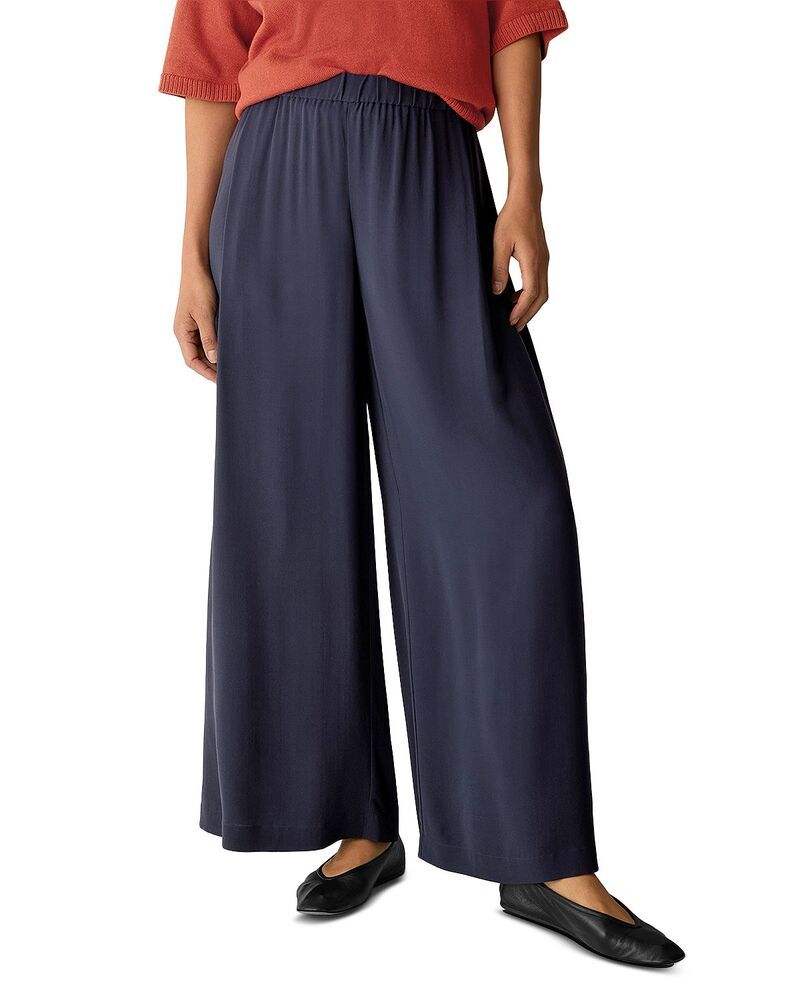 エイリーンフィッシャー レディース ボトムス カジュアルパンツ クレープ ジョーゼット シルク アンクル Eileen Fisher Silk Georgette Crepe Wide Ankle P