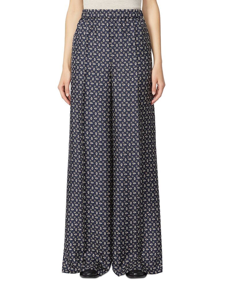 マックスマーラ レディース ボトムス カジュアルパンツ ワイドレッグ シルク Max Mara Vischio Wide Leg Silk Pants Ultramarine