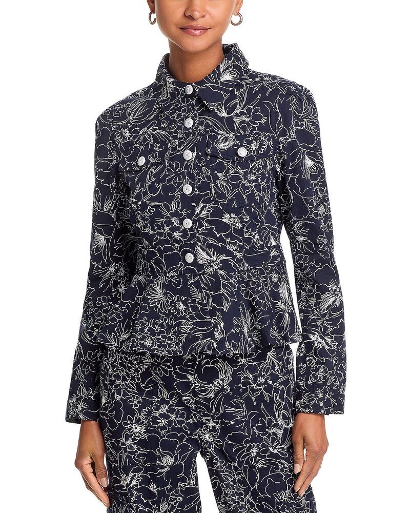サンク セプト レディース アウター ジャケット・ブルゾン Cinq Sept Garden Doodle Lainy Jacket NavyWhite ホワイト