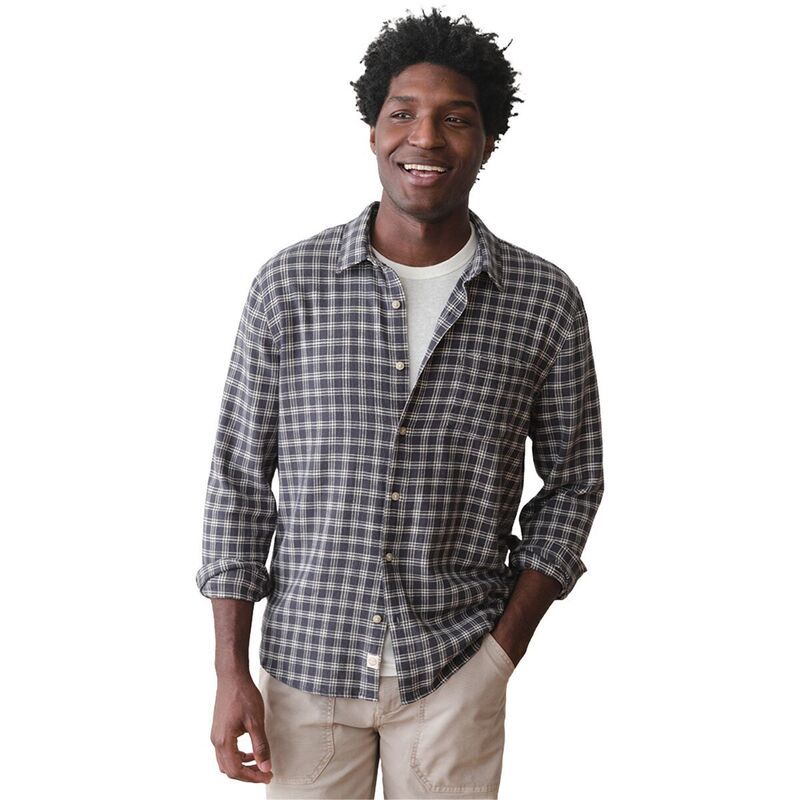 マリーン レイヤー メンズ トップス シャツ 長袖 Marine Layer Simple Stripe Stretch Selvage LongSleeve Shirt Mens Dark Plai