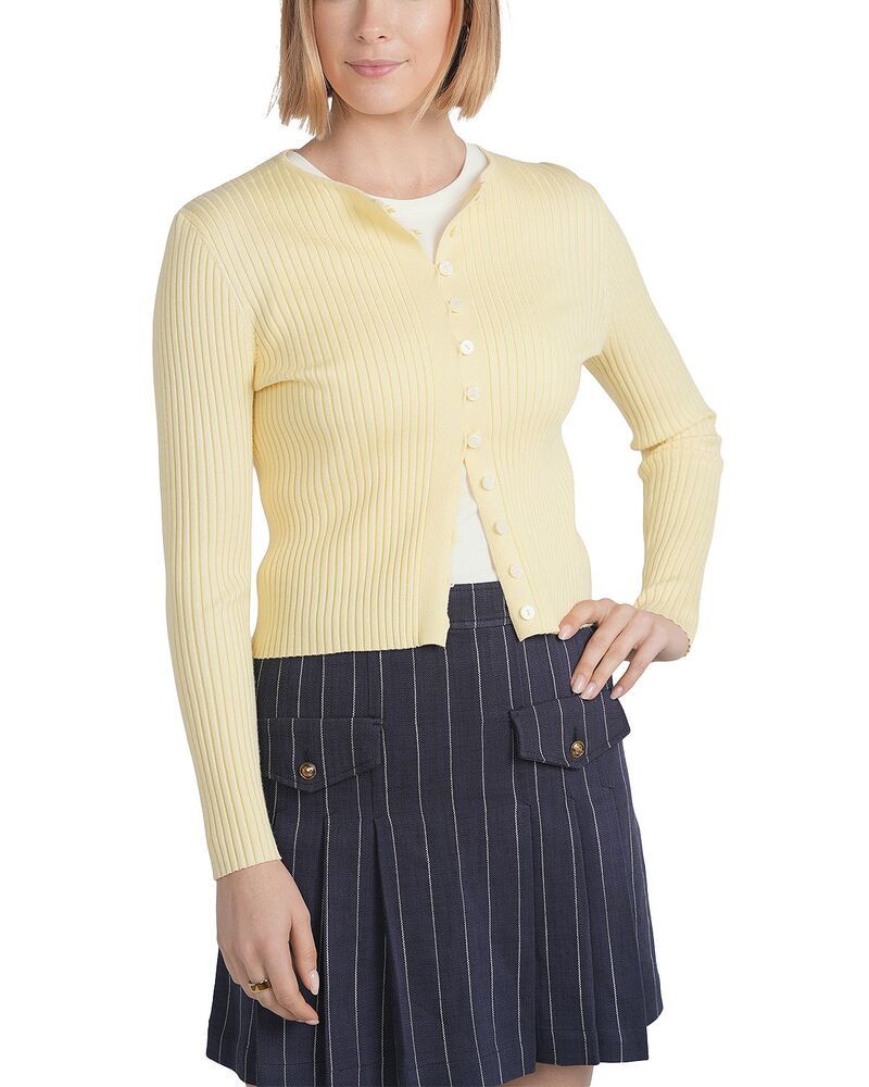 ポイント レディース アウター カーディガン リブ セーター ニット Point Ribbed Knit Cardigan Sweater Butter