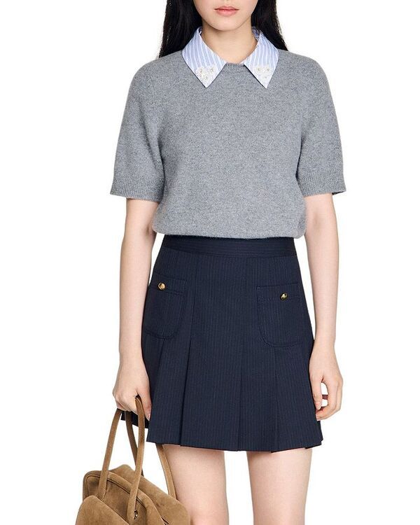 サンドロ レディース アウター ニット・セーター Sandro Theo Layered Look Sweater Grey グレー