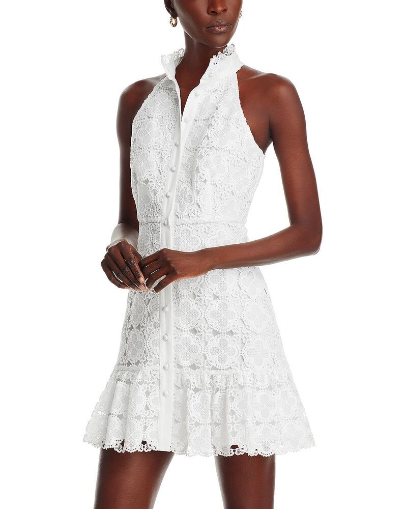 アクア レディース トップス シャツ ミニ レース AQUA Lace Mini Shirt Dress Exclusive White ホワイト