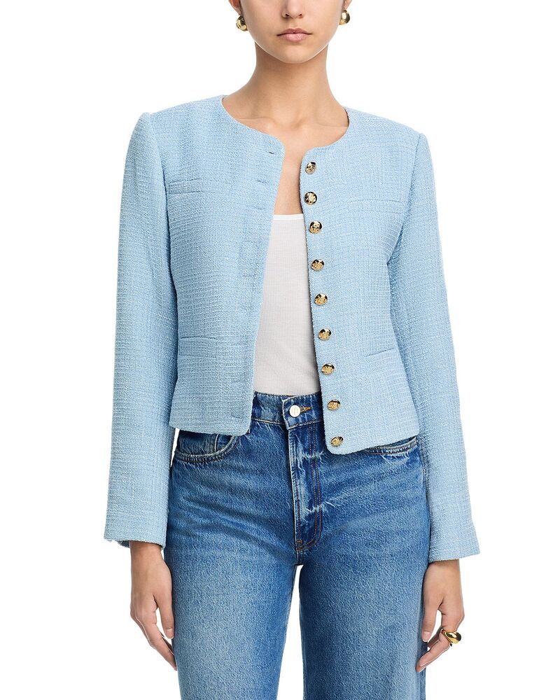 アクア レディース アウター ジャケット・ブルゾン ツイード AQUA Multi Button Tweed Jacket Exclusive Sky Blue ブルー
