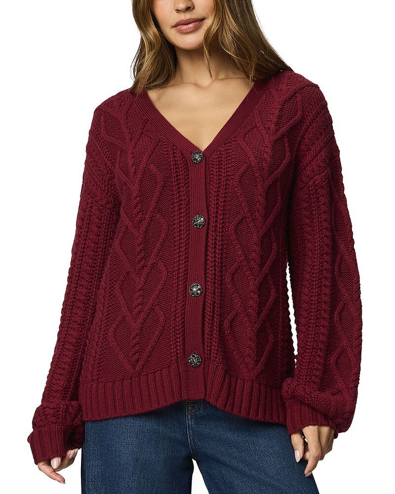 スプレンディット レディース アウター カーディガン Splendid Harlow Hearts Cardigan Cherry On Top