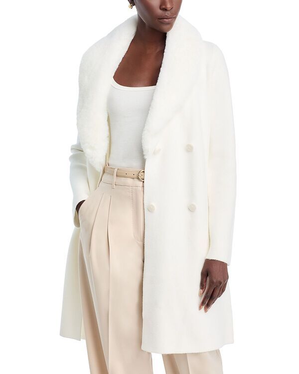 ティー・タハリ レディース アウター ジャケット・ブルゾン Tahari Faux Fur Collar Milano Stitch Jacket Soft Ivory アイボリー