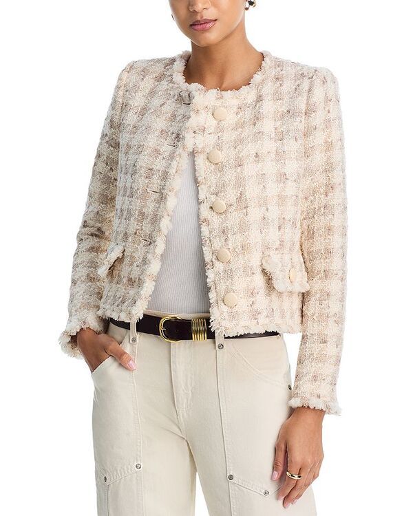 ラジャンス レディース アウター ジャケット・ブルゾン LAGENCE Zell Plaid Collarless Jacketaupe Grey グレー