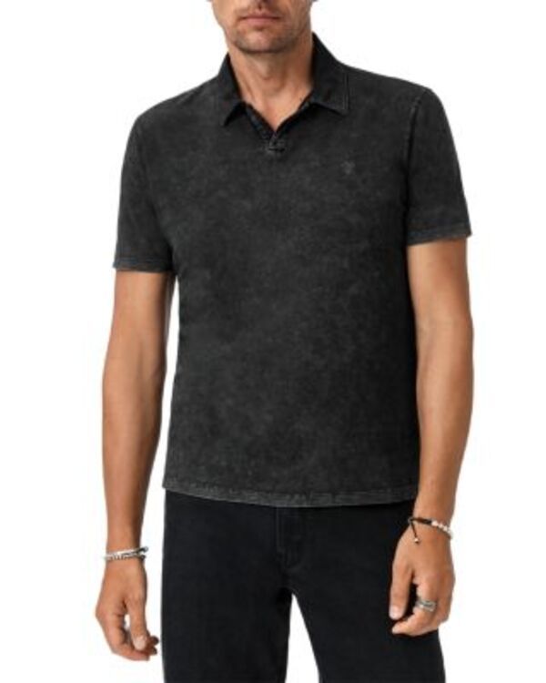 ジョンバルベイトス メンズ トップス ポロシャツ デニム John Varvatos Carsten Open Collar Denim Polo Shirt Black ブラック