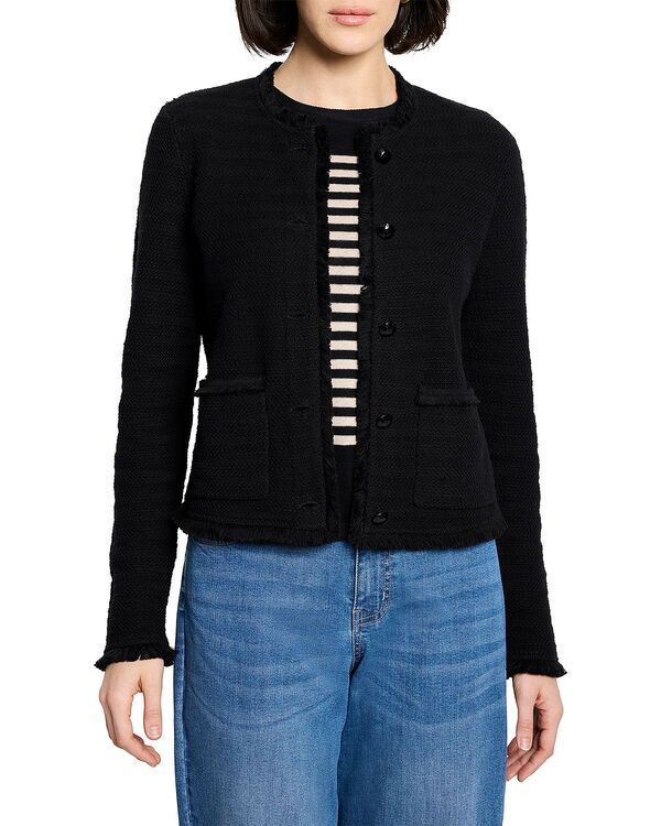 ニックプラスゾーイ レディース アウター ジャケット・ブルゾン ニット フリンジ NICZOE Fringe Mix Knit Jacket Black Onyx ブラック