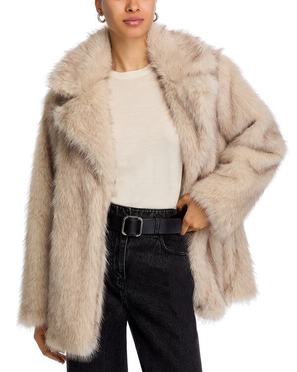 スティーブ マデン レディース アウター コート STEVE MADDEN Kindra Faux Fur Big Collar Coat Natural