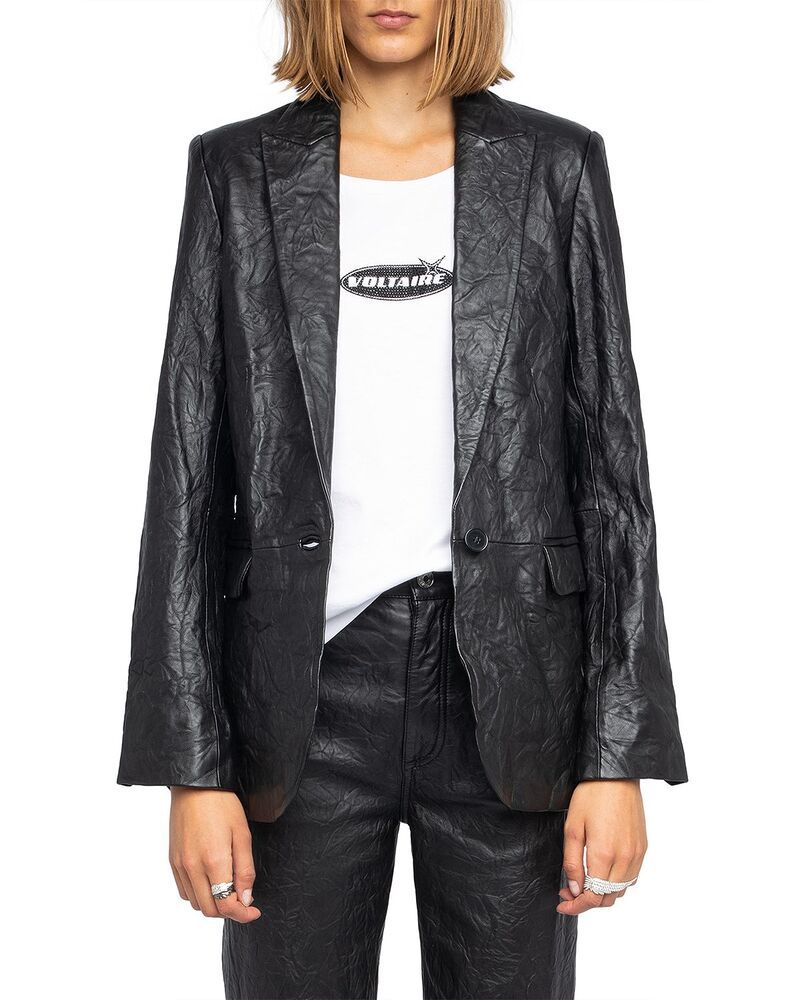 ザディグ エ ヴォルテール レディース アウター ジャケット・ブルゾン レザー Zadig Voltaire Leather Crinkle Jacket Black ブラック