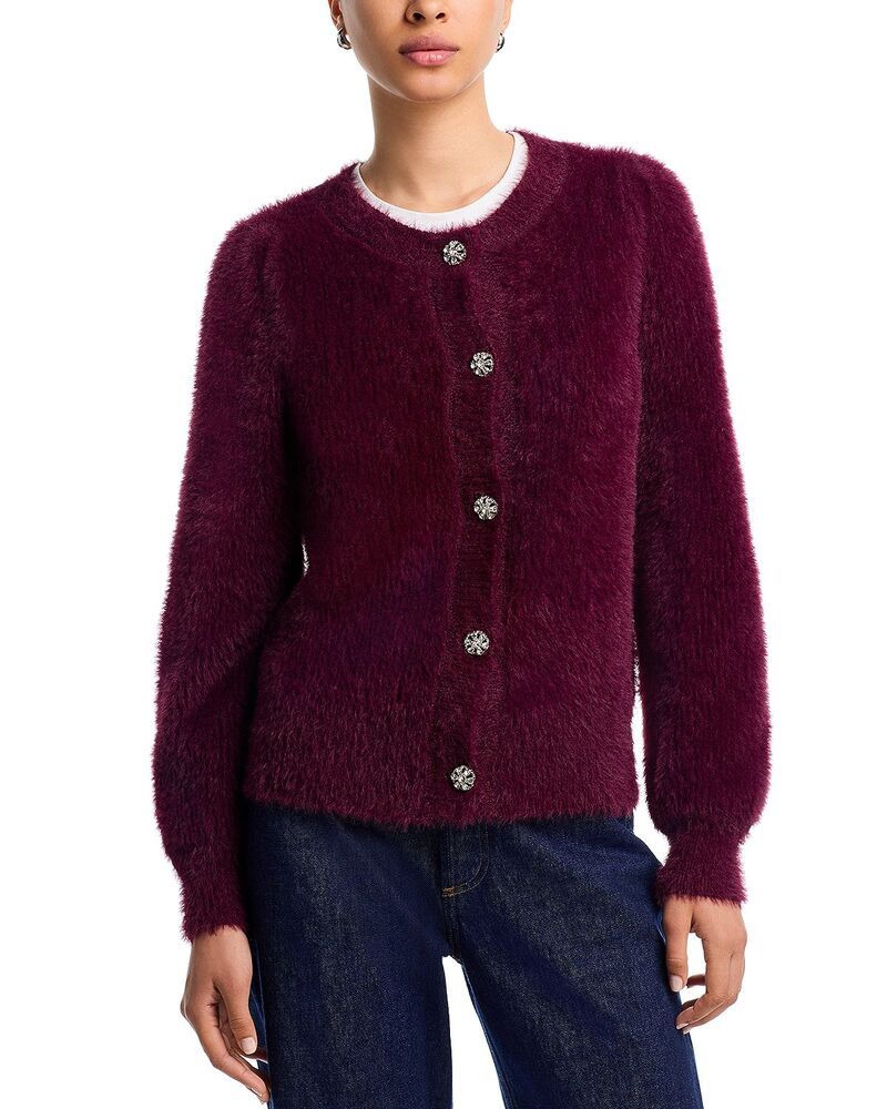 アクア レディース アウター カーディガン AQUA Eyelash Cardigan Exclusive Burgundy バーガンディ