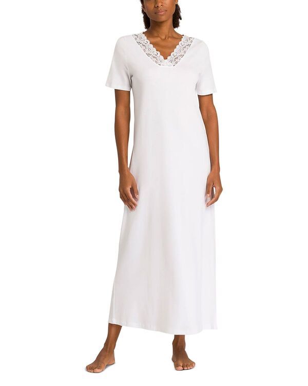 ハンロ レディース アンダーウェア ナイトウェア Hanro Momentshort Sleeve Longown White ホワイト