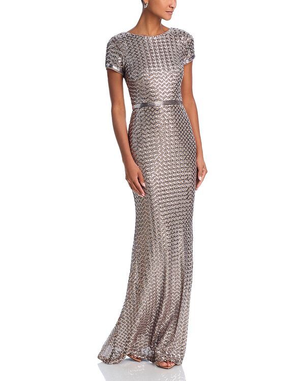 アクア レディース アンダーウェア ナイトウェア スパンコール AQUA Belted Sequin Gown Exclusive SilverTaupe トープ
