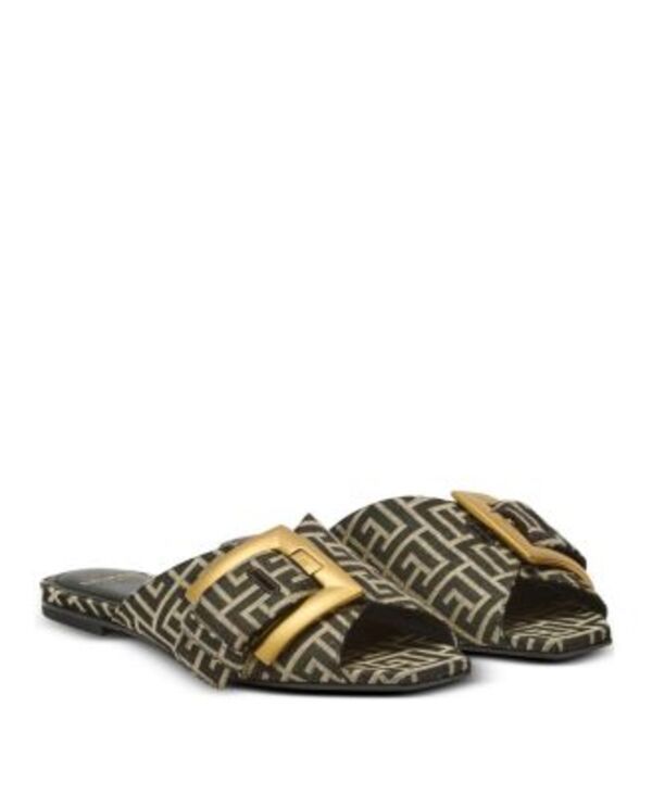 バルマン レディース シューズ サンダル Balmain Womens Flat Monogram Jacquard Anthem Sandals Black ブラック