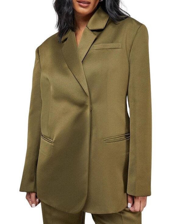 ウエアハウス レディース アウター ジャケット・ブルゾン サテン ブレザー Warehouse Premium Satin Oversized Blazer Olive オリーブ