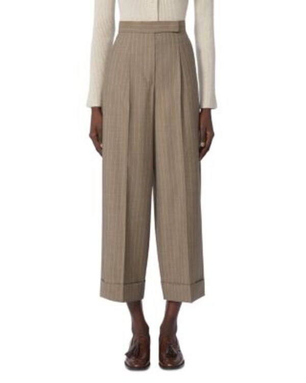 マックスマーラ レディース ボトムス カジュアルパンツ ウール Max Mara Mxmmanetta Wool Pinstripe Pants Hazelnut Brown ブラウン