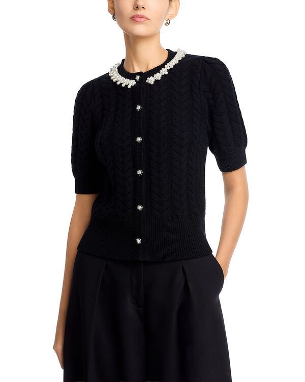 エリータハリ レディース アウター カーディガン Elie Tahari Thella Cable Cardiganoir