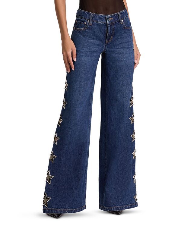 アリスアンドオリビア レディース ボトムス デニムパンツ ワイドレッグ ローライズ ジーンズ Alice and Oliviamazing Low Risembellished Wide Leg Je