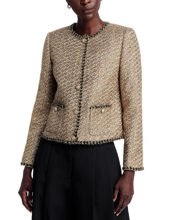 エリータハリ レディース アウター ジャケット・ブルゾン Elie Tahari The Ramy Jacket Rose Gold Sequin Tweed ゴールド