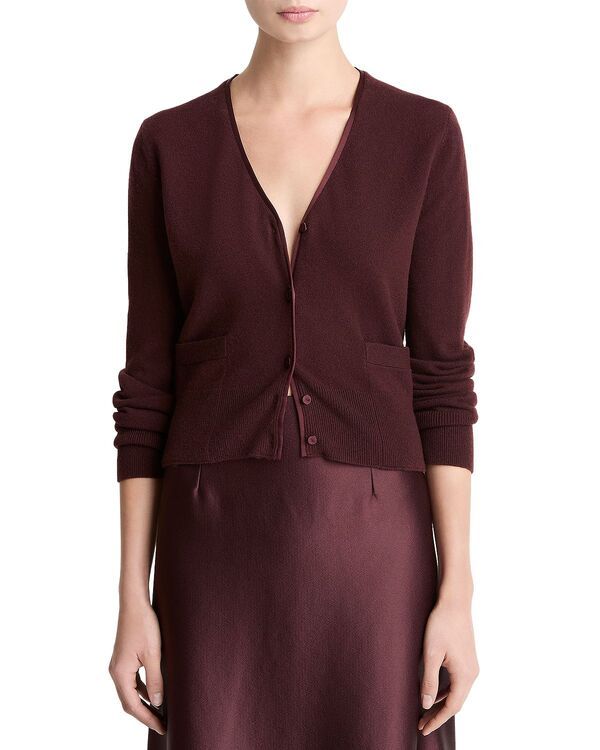ヴィンス レディース アウター カーディガン Vネック ウール セーター Vince Wool Blend V Neck Cardigan Sweater Oxblood オックスブラッド