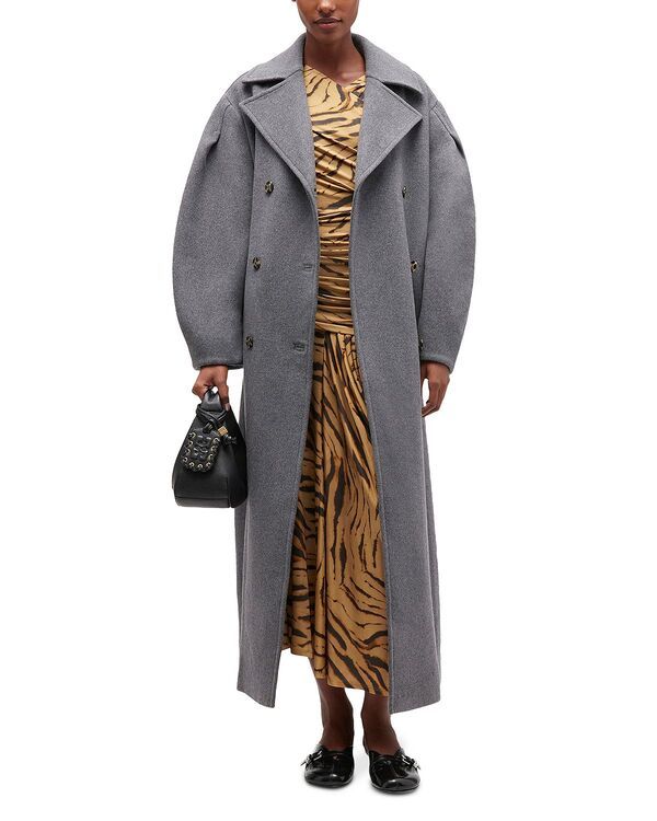 ガニー レディース アウター コート GANNI Button Front Oversized Peacoat Pewter ピューター