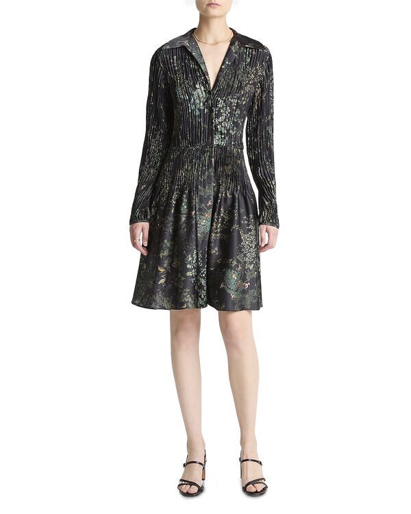 ヴィンス レディース トップス シャツ サテン Vince Grape Vine Crushed Satin Shirt Dress Black Sky ブラック