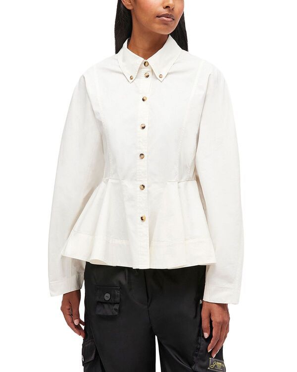 ガニー レディース トップス シャツ GANNI Stretch Peplum Shirt Egret