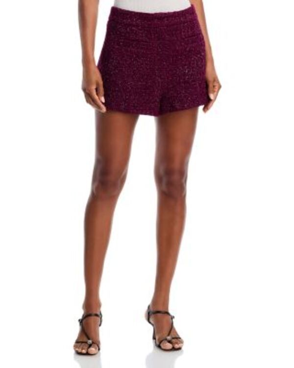 アクア レディース ボトムス ハーフパンツ・ショーツイード ショートパンツ AQUA Boucl Tweed Shorts Exclusive Cherry Lacquer 9,235円