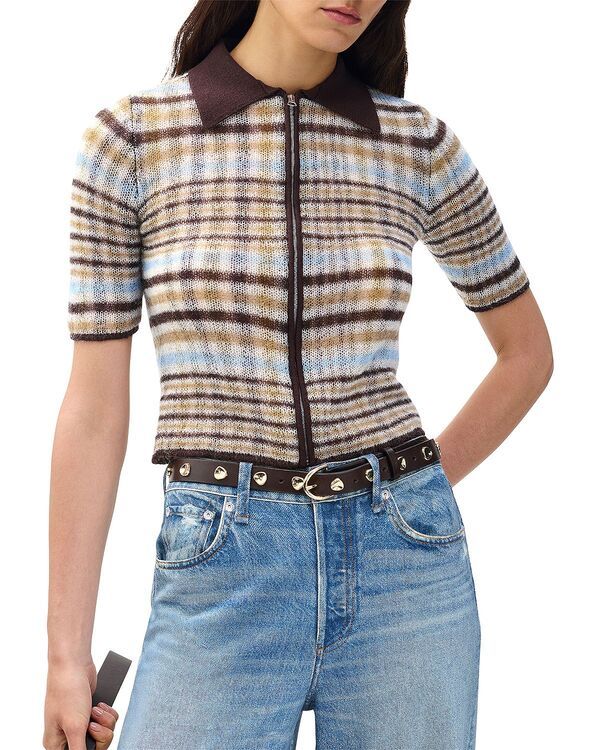 ラグアンドボーン レディース アウター ニット・セーター ポロシャツ rag bone Leva Short Sleeve Zipolo Sweater Ivory Multi アイボリー