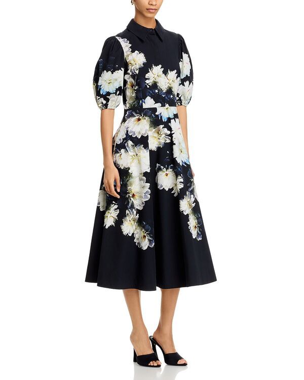 テリジョンバイリッキーフリーマン レディース トップス シャツ コットン Teri Jon by Rickie Freeman Cotton Puff Sleeve Shirt Dress Black