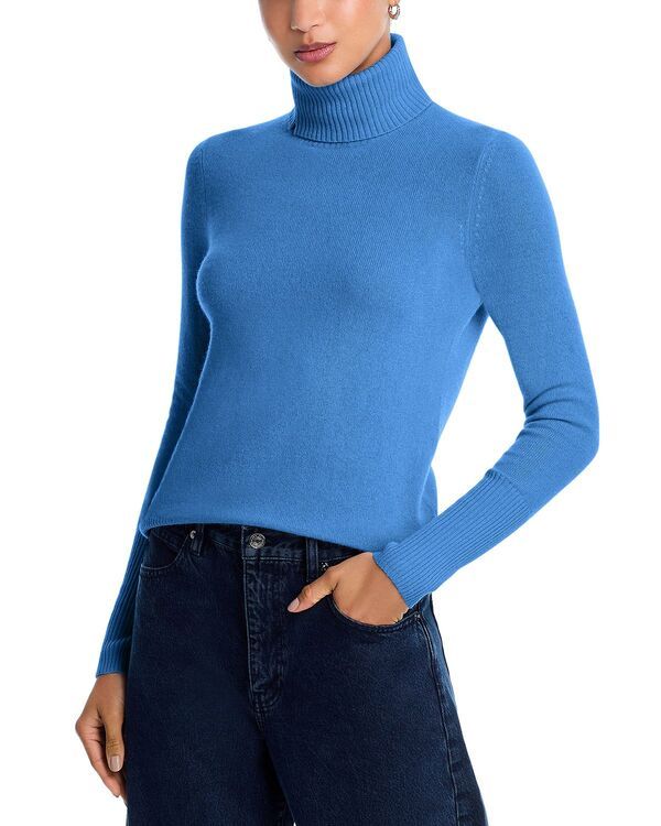 アクア レディース アウター ニット・セータートルネック AQUA 100 Cashmere Turtleneck Sweater Exclusive Blue Jay ブルー