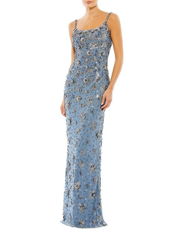 マックダガル レディース アンダーウェア ナイトウェア フラワー柄 フラワー Mac Duggal Floral Beaded Gown Slate Grey スレート