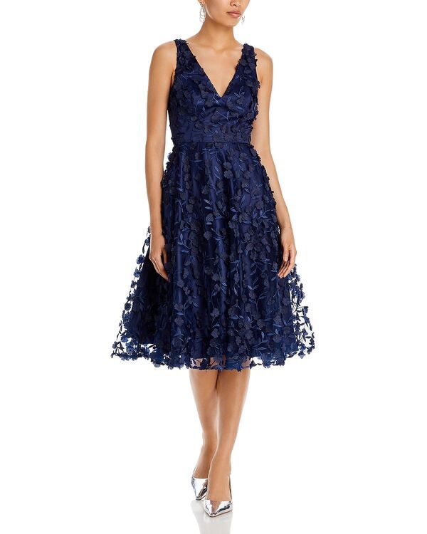 エリザジェイ レディース トップス ワンピース Vネック Eliza J V Neck Fit and Flare Dress Navy ネイビー