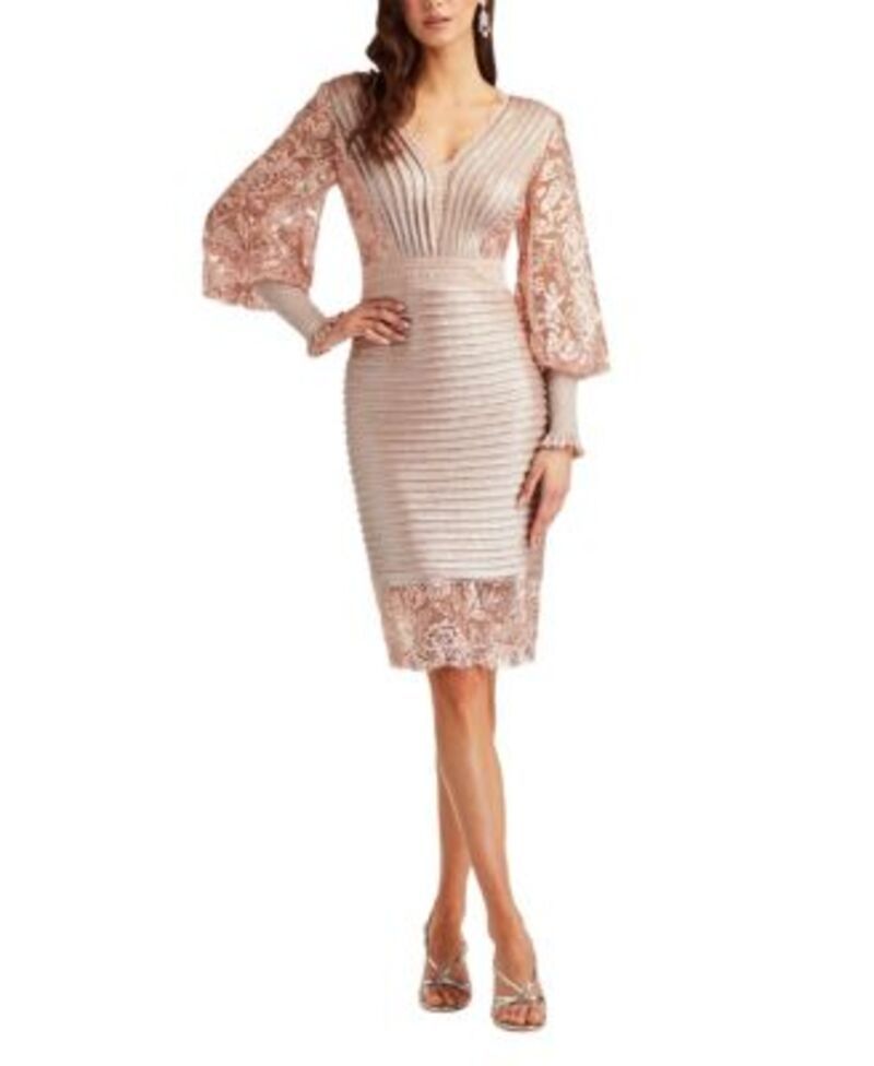 タダシショージ レディース トップス ワンピース Tadashi Shoji Lovell Bishop Sleeve Dress Antique Pink ピンク