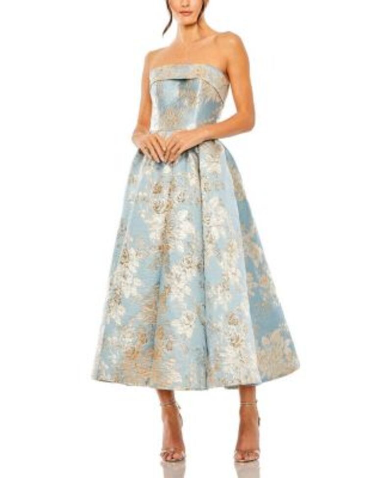 マックダガル レディース トップス ワンピース プチ ミディ ストラップレス Mac Duggal Petite Strapless Brocade Midi Dress with Pockets B