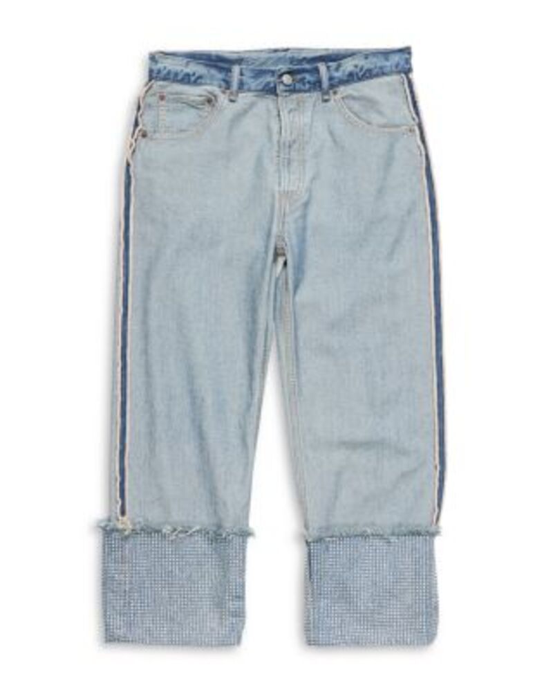 アクネ ストゥディオズ レディース ボトムス デニムパンツ ジーンズ Acne Studios Rhinestone Hem Straight Jeans in Mid Blue ブルー