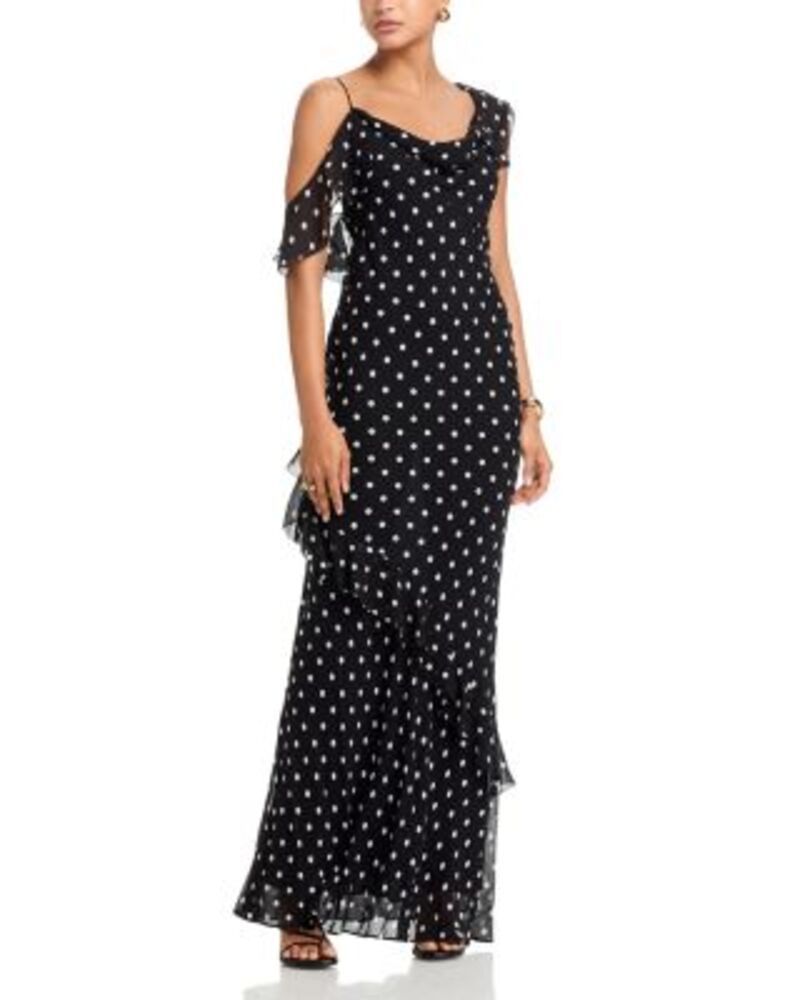セルフ・ポートレイト レディース トップス ワンピース ドット柄 ジョーゼット ドット SelfPortrait Polka Dot Georgette Dress Black ブラック