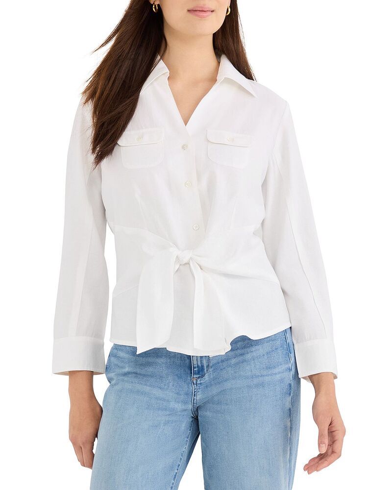 ニックプラスゾーイ レディース トップス シャツ NICZOE Iconic Tie Front Shirt Paper White ホワイト