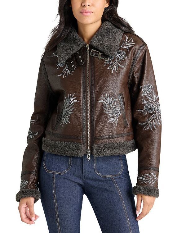 サンク セプト レディース アウター ジャケット・ブルゾン レザー フェイクレザー ジャケット Cinq Sept Devyn Faux Leather Aviator Jacket Dark Sep