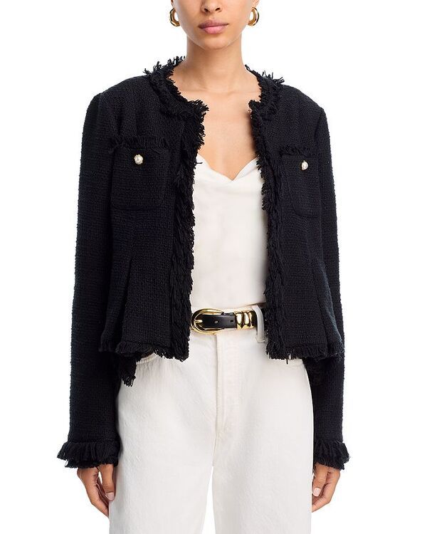サンク セプト レディース アウター ジャケット・ブルゾン ツイード ジャケット Cinq Sept Misty Tweed Jacket Black ブラック