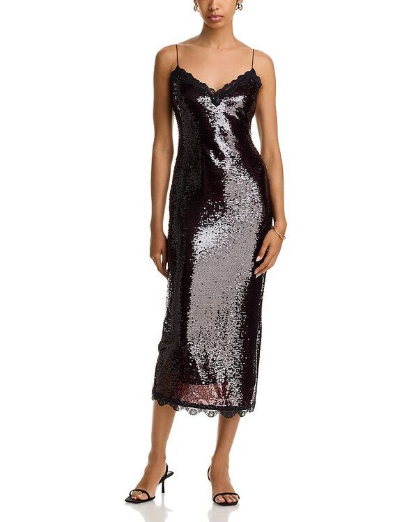 ラブスハックファンシー レディース トップス ワンピース スパンコール LoveShackFancy Verelith Sequined Slip Dress Chocolate チョコレート