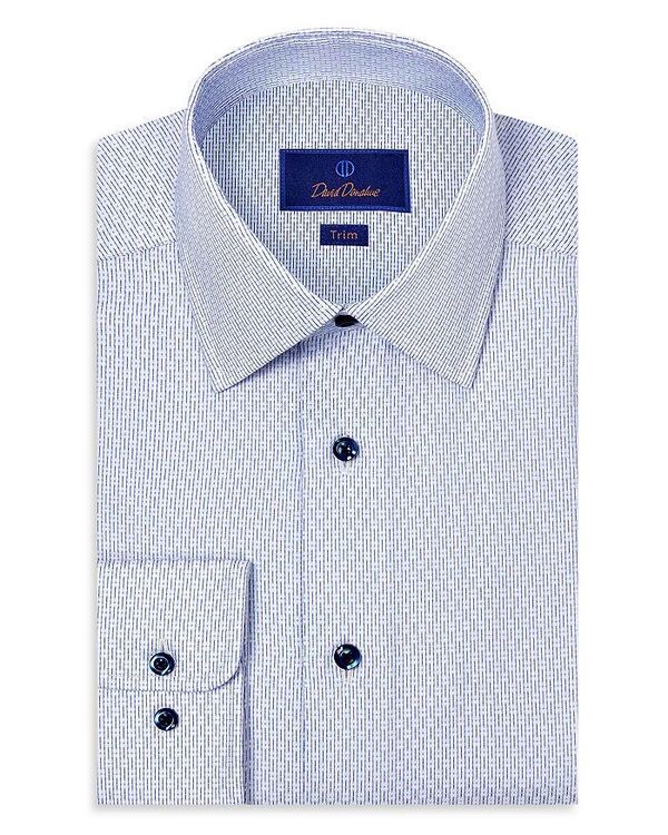デイビッドドナヒュー レディース トップス シャツ スリムフィット プリント David Donahue Slim Fit Printed Dobby Dress Shirt White Sky ホワ