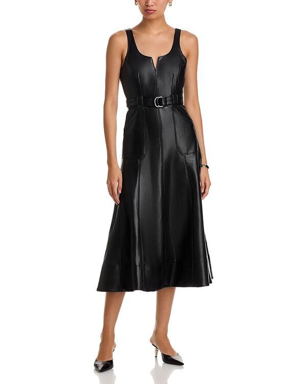 サンク セプト レディース トップス ワンピース ミディワンピース ミディ レザー フェイクレザー Cinq Sept Cinq a Sept Portia Faux Leather Midi Dre