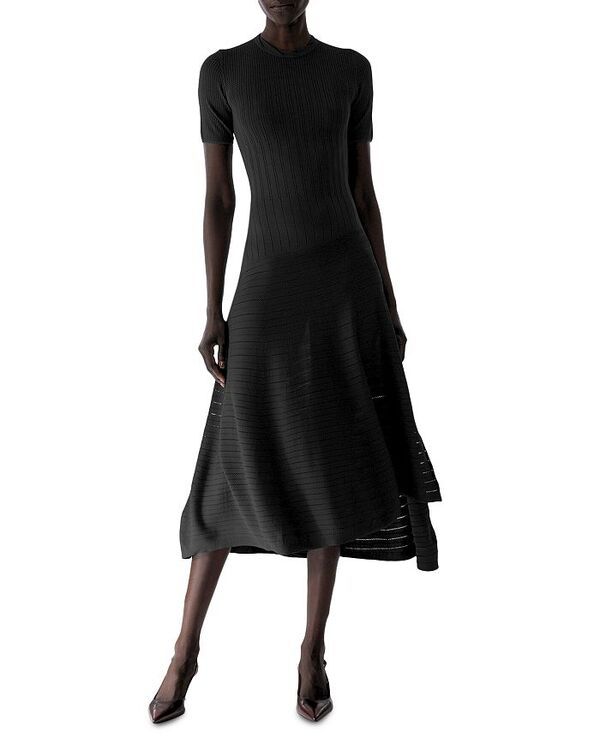 ジェイソン ウー レディース トップス ワンピース ニット Jason Wu Collection Pointelle Knit Short Sleeve Dress Black ブラック