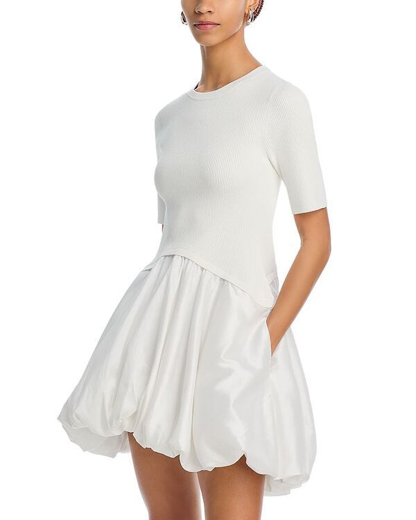 シムカイ レディース トップス ワンピース ミニワンピース ミニ SIMKHAI Kenny Short Sleeved Bubble Mini Dress Ivory アイボリー