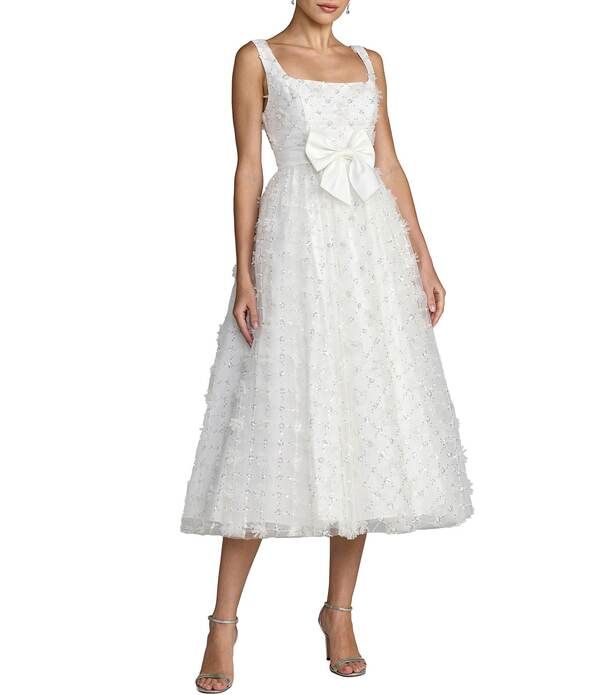 マックダガル レディース トップス ワンピース チュール フラワー柄 ミディ サテン ノースリーブ フラワー Mac Duggal Sleeveless Floral Tulle Midi Dress